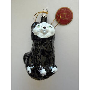 Black White tuxedo Cat Christmas Ornament One Size